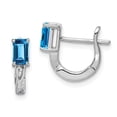 thumbnail image 1 of Sterling Silver Rhodium Plated Blue Topaz Hinged Hoop Earrings Sterling Silver Earrings, 1 of 1
