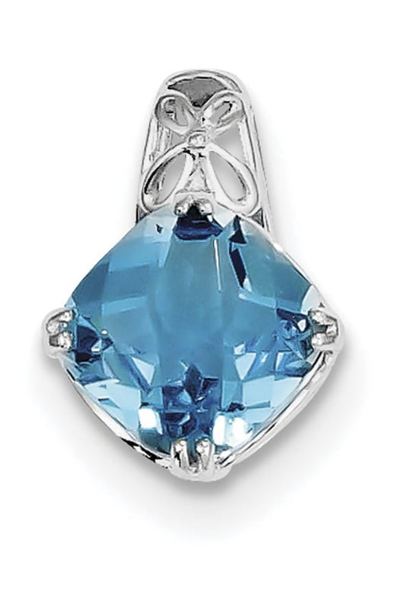 Sterling Silver Rhodium-plated Blue Topaz Pendant