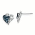 thumbnail image 1 of Sterling Silver Rhodium Plated Blue & White Diamond Hearts Earrings, 1 of 1