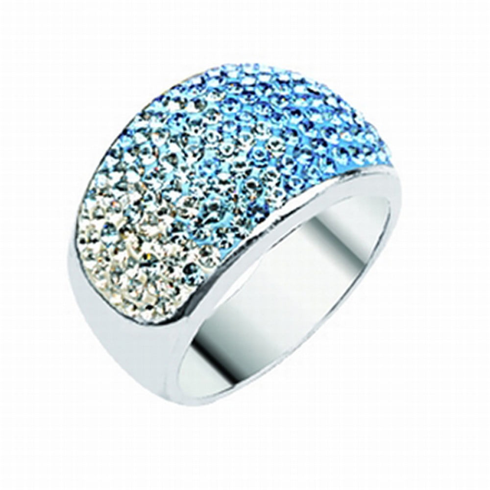 Dome Ring with Purple Lavender White Fade Swarovski Crystals in Sterling Silver Walmart