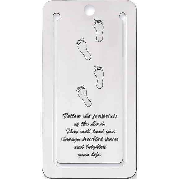 Jewelry by Sweet Pea Sterling Silver Rhodium-plated Footprints Poem Book Mark with Tassel