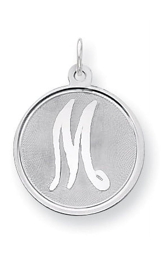 Sterling Silver Rhodium-Plated Brocaded Letter M Initial Charm (27 X 20) Made In United States qc4162m