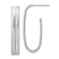 thumbnail image 1 of Sterling Silver Rhodium-Plated Brushed J-Hoop Post Earrings, 1 of 4