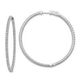 thumbnail image 1 of Sterling Silver Rhodium-Plated CZ 142 Stones In & Out Hinged Hoop Polished Earrings, 1 of 1