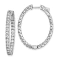 thumbnail image 1 of Sterling Silver Rhodium-Plated CZ 54 Stones In & Out Oval Hoop Polished Earrings, 1 of 1