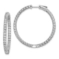 thumbnail image 1 of Sterling Silver Rhodium-Plated CZ 80 Stones In & Out Hoop Earrings, Polished, 1 of 1