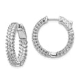 thumbnail image 1 of Sterling Silver Rhodium-Plated CZ 92 Stones In & Out Hoop Polished Earrings, 1 of 1