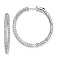 thumbnail image 1 of Sterling Silver Rhodium-Plated CZ 94 Stones In & Out Hinged Hoop Polished Earrings, 1 of 1