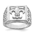 thumbnail image 1 of Sterling Silver Rhodium Plated CZ Fleur de lis Ring - Size 9, 1 of 2