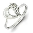 thumbnail image 1 of Finest Gold Sterling Silver Rhodium Plated CZ Heart Ring - Size 6, 1 of 5