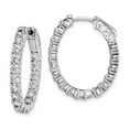 thumbnail image 1 of Sterling Silver Rhodium-Plated CZ Hinged Oval Hoop Earrings, Polished, 1 of 1