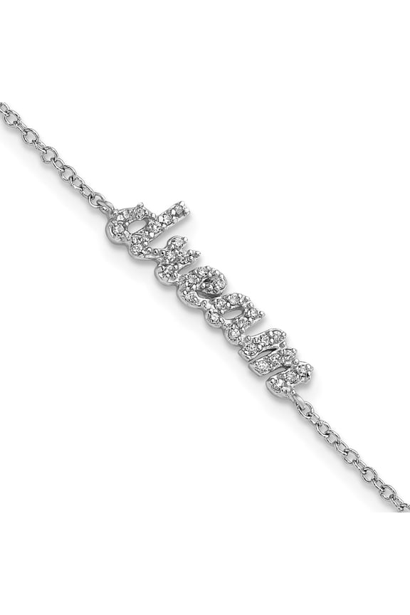 Sterling Silver Rhodium Plated CZ Mini Word Dream Bracelet