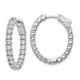 thumbnail image 1 of Sterling Silver Rhodium-Plated CZ Oval 38 Stones In & Out Hoop Polished Earrings, 1 of 1