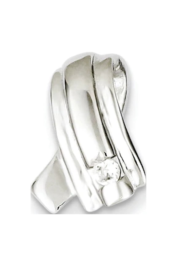 Sterling Silver Rhodium Plated CZ Pendant Slide