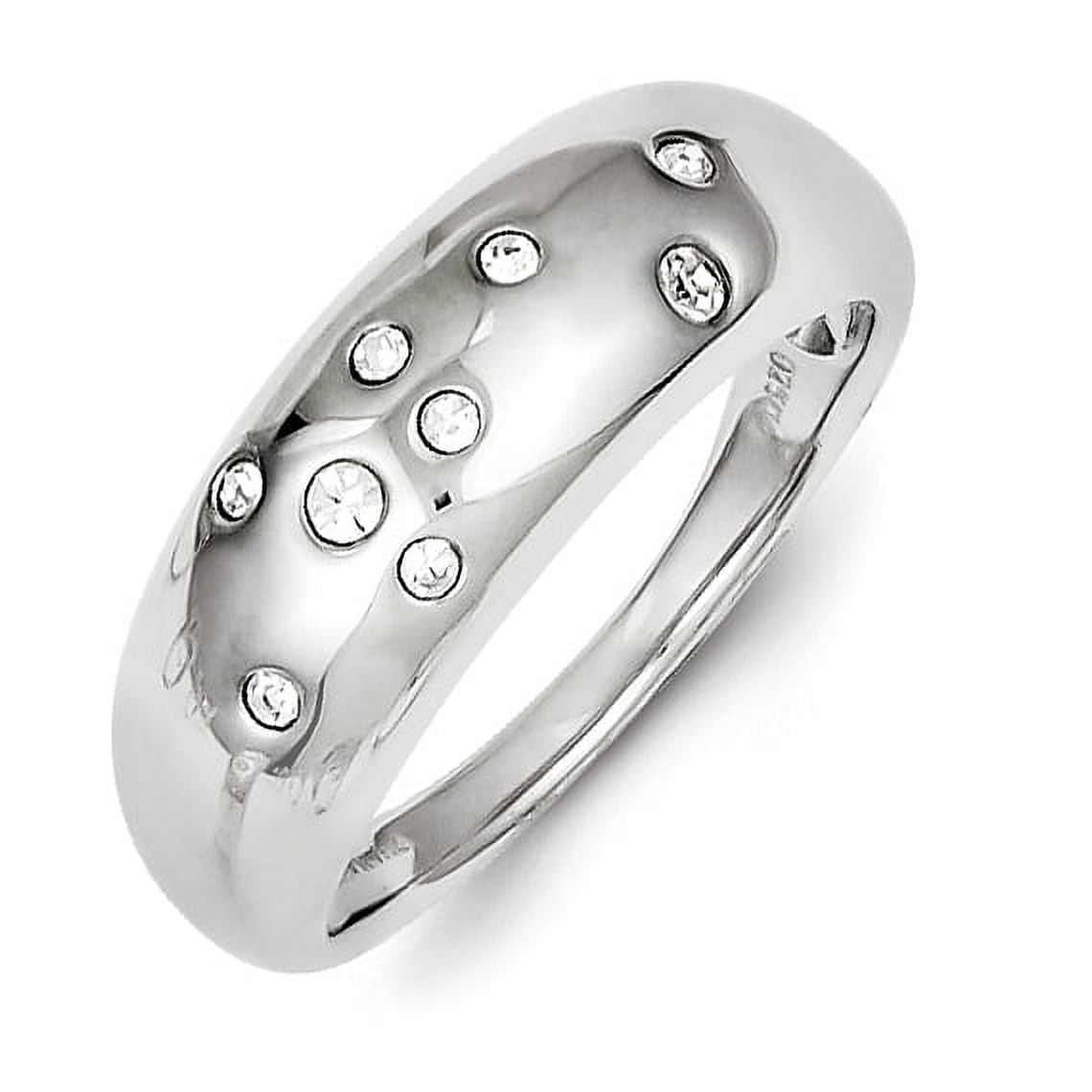 Rhodium Plated CZ Thin Crown Design Ring