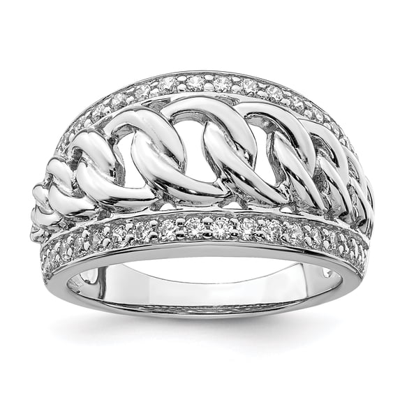Sterling Silver Rhodium Plated CZ Ring QR6982