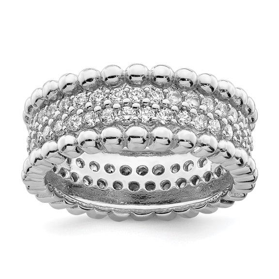 Sterling Silver Rhodium Plated CZ Ring QR7102