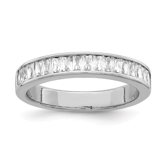 Sterling Silver Rhodium Plated CZ Ring - Size 7