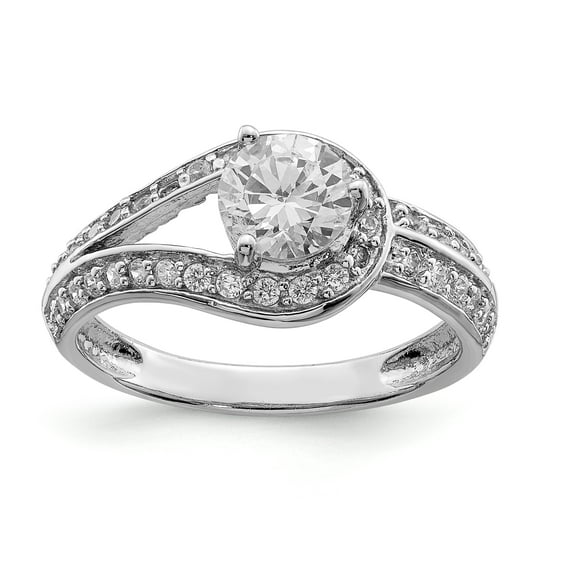 925 Sterling Silver Rhodium Plated Cubic Zirconia Ring Size 8 Ring for Women