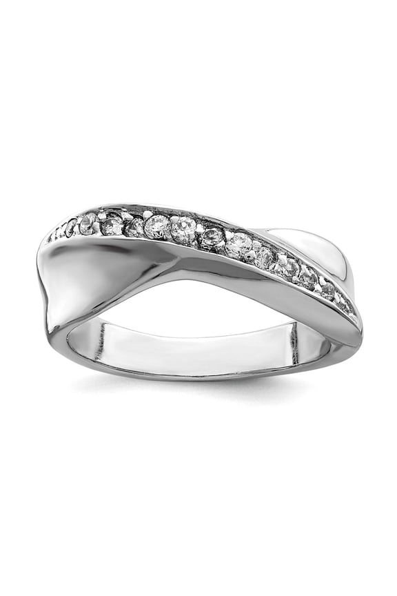 925 Sterling Silver Solid Polished Rhodium Plated CZ Cubic Zirconia Simulated Diamond Ring Size 6 - Jewelry Gift for Mo