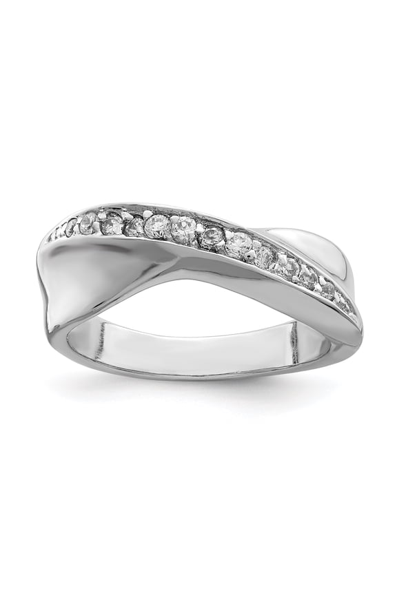 925 Sterling Silver Polished Rhodium Plated CZ Cubic Zirconia Simulated Diamond Ring Size 7 -  Jewelry Gift for Mom
