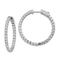 thumbnail image 1 of Sterling Silver Rhodium-Plated CZ in & Out Round Hoop Earrings, 1 of 1