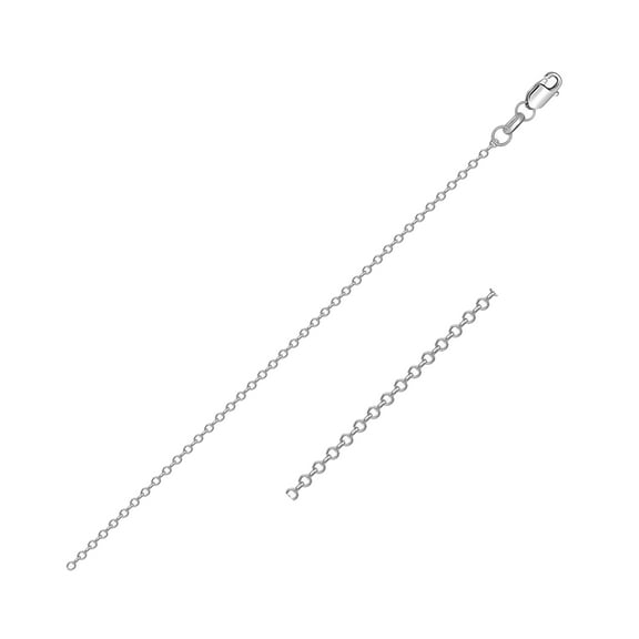 Sterling Silver Rhodium Plated Cable Chain 0.8mm Length 18 inches