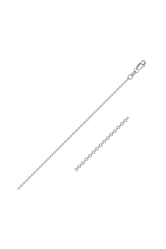 Sterling Silver Rhodium Plated Cable Chain 0.8mm Length 18 inches