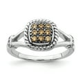 thumbnail image 1 of Sterling Silver Rhodium Plated Champagne & Clear CZ Ring QR7029, 1 of 6