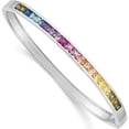 thumbnail image 1 of Sterling Silver Rhodium-Plated Channel-Set Colorful Cz Bangle Made In China qb1354, 1 of 5