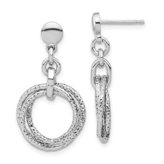 Sterling Silver Rhodium-Plated Circles Post Dangle Earrings
