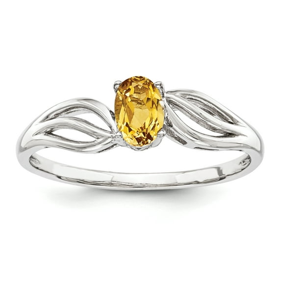 Sterling Silver Rhodium-Plated Citrine Ring (Size 8) Made In China qbr17nov-8
