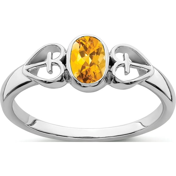 Sterling Silver Rhodium-Plated Citrine Ringsize 6 (Width 1.6 To 6.8) - Jbsp