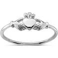 thumbnail image 1 of Sterling Silver Rhodium-Plated Claddagh Ring (Size 7) Made In China qr6905-7, 1 of 5