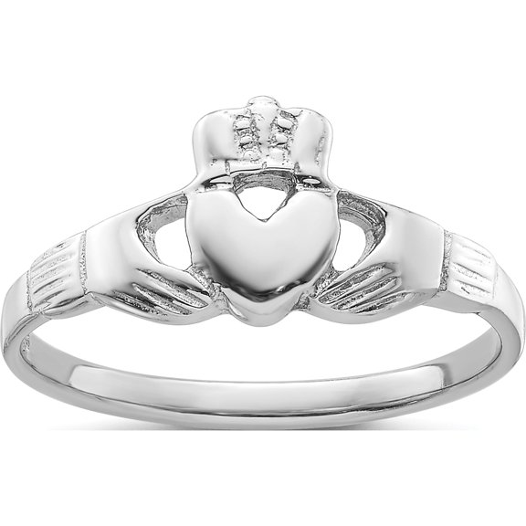 Sterling Silver Rhodium-Plated Claddagh Ringsize 6 - Jbsp