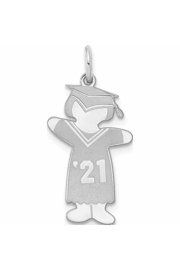 Sterling Silver Rhodium-Plated Class Of 2021 Girl Cuddle Charm (22.42 X 13.16) Made In United States -Jewelry By Sweet Pea