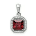 thumbnail image 1 of Sterling Silver Rhodium Plated Clear CZ and Square Red CZ Pendant QP5265JAN, 1 of 4