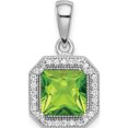thumbnail image 1 of Sterling Silver Rhodium Plated Clear Cz And Square Green Pendant Made In Thailand qp5265aug, 1 of 5