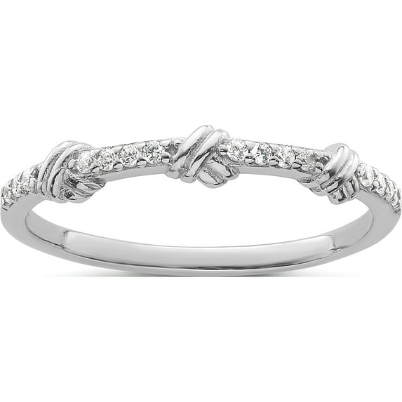 Sterling Silver Rhodium-Plated Clear Cz Knot Ringsize 8 - Jbsp