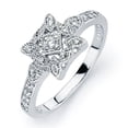 thumbnail image 1 of Sterling Silver Rhodium Plated Clear Micro Pave Square Bridal Ring White CZ Female Size 9, 1 of 4