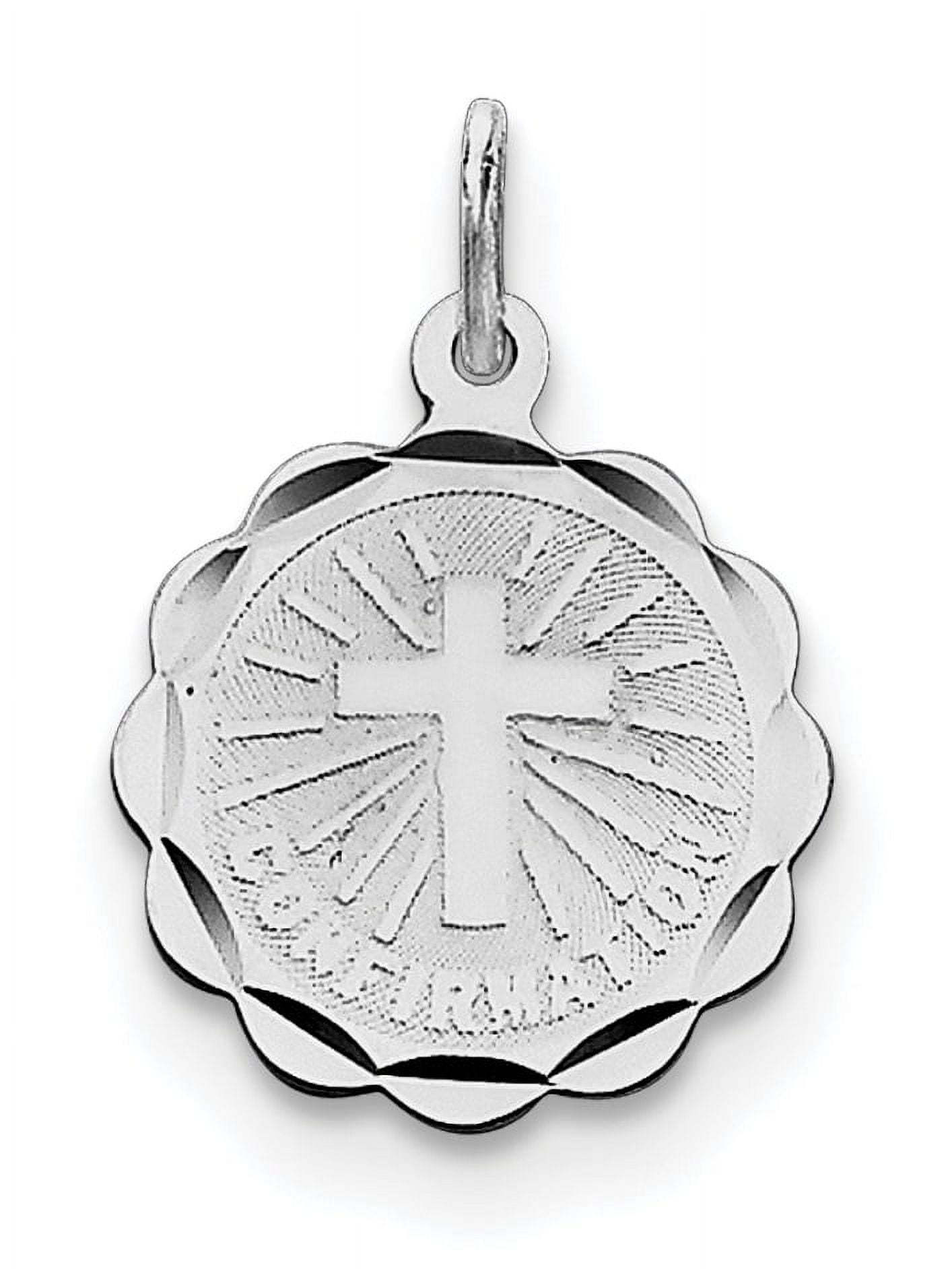 Sterling Silver Rhodium-Plated Confirmation Disc Charm (17 X 16) Made In United States qc2388