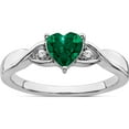 thumbnail image 1 of Sterling Silver Rhodium-Plated Created Emerald And Diamond Ringsize 6 (Width 1.6 To 3.1) - Jbsp, 1 of 5