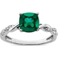 thumbnail image 1 of Sterling Silver Rhodium-Plated Created Emerald And Diamond Ringsize 8 (Width 1.75 To 3) - Jbsp, 1 of 5