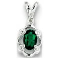 thumbnail image 1 of Sterling Silver Rhodium-Plated Created Emerald & Diam. Pendant (17 X 8) Made In India qbpd21may, 1 of 3