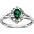 thumbnail image 1 of Sterling Silver Rhodium-Plated Created Emerald & Diam. Ring (Size 10) Made In India qbr22may-10, 1 of 5