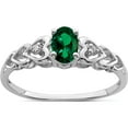 thumbnail image 1 of Sterling Silver Rhodium-Plated Created Emerald & Diam. Ring (Size 9) Made In India qbr23may-9, 1 of 5