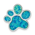 thumbnail image 1 of Sterling Silver Rhodium-Plated Created Opal Inlay Paw Print Chain Slide, 1 of 4