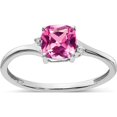 thumbnail image 1 of Sterling Silver Rhodium-Plated Created Pink Sapphire And Diamond Ringsize 8 (Width 1.4) - Jbsp, 1 of 5