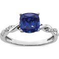 thumbnail image 1 of Sterling Silver Rhodium-Plated Created Sapphire And Diamond Ringsize 7 (Width 1.75 To 3) - Jbsp, 1 of 5