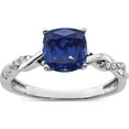 thumbnail image 1 of Sterling Silver Rhodium-Plated Created Sapphire And Diamond Ringsize 8 (Width 1.75 To 3) - Jbsp, 1 of 5
